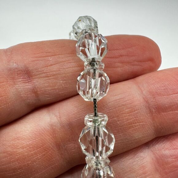 15" Vintage graduated rock crystal all strung on a sterling silver chain! - Picture 7 of 16